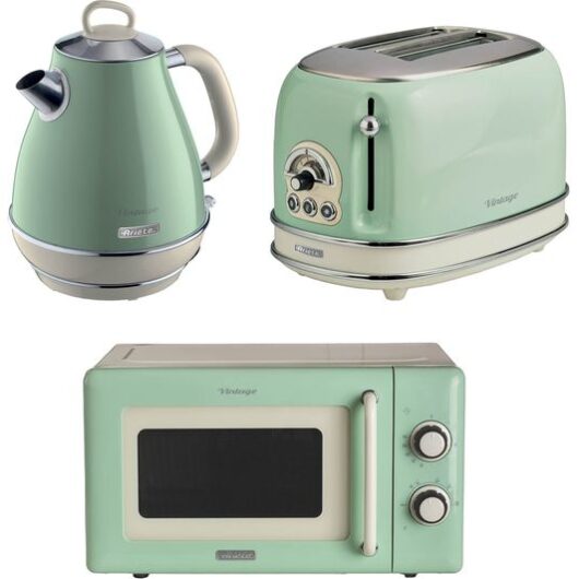 ARIETE Vintage ARPK59 Microwave, Jug Kettle & 2-Slice Toaster Bundle - Green