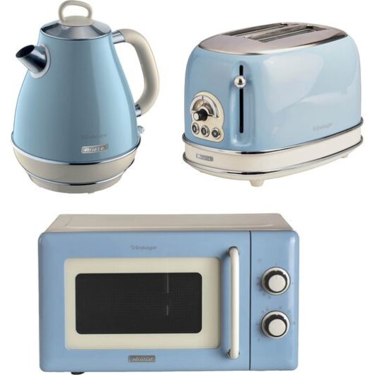 ARIETE Vintage ARPK60 Microwave, Jug Kettle & 2-Slice Toaster Bundle - Blue