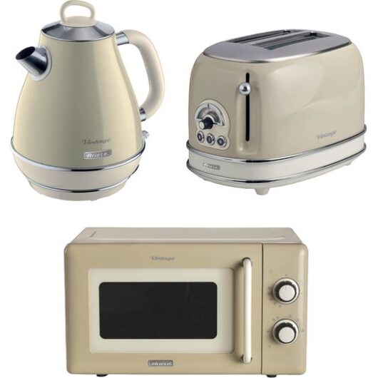 ARIETE Vintage ARPK58 Microwave, Jug Kettle & 2-Slice Toaster Bundle - Cream