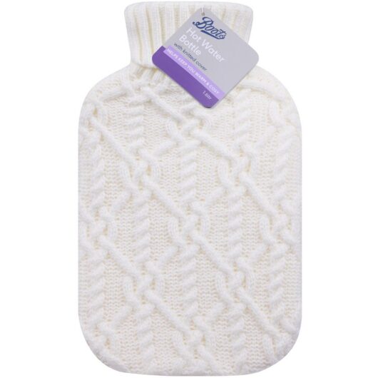 Boots Hot Water Bottle - Cable Knit Cream