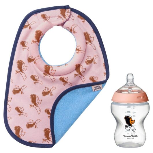 Tommee Tippee Limited Edition 60-Year Anniversary Bib And Bottle Gift Set Pink