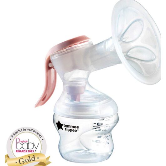 Tommee Tippee Made For Me Single Manual Breast Pump, Strong Suction, Soft Feel, Ergonomic Handle, Portable Bottle Inc